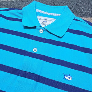 Southern Tide Shirt Men Blue Navy Stripe Skipjack Polo Classic Fit Knit Small